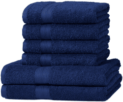 Amazon Basics – 6 Stück Handtuch-Set für Badezimmer, lichtbeständig, 100 % Baumwolle, weich und saugfähig, 2 Badetücher und 4 Händehandtuch, Königsblau 2 Badetücher und 4 Händehandtuch Königsblau