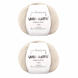 Knäuel aus Kaschmir und extrafeiner Merinowolle zum Stricken, Lana Gatto Vip Line, 100 gr., 400 mt, (Beige - 10011, 2) 2 Beige - 10011