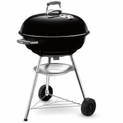 Weber Compact Kettle Holzkohlegrill, Ø 57cm Grillfäche, BBQ Grill mit porzellanemaillierten Deckel & Kessel, Dreibein-Ständer & Räder, verchromter Grillrost - Schwarz (1321004) Schwarz 57cm