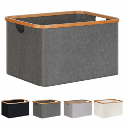 efluky Faltbarer Wäschekorb 60L, Bambus Stoff Faltbarer Storage Basket, Aufbewahrung Klappbar Wäschekorb, Laundry Baskets für Schlafzimmer Badezimmer (Grau) Grau-60l