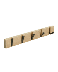 JSVER Garderobenhaken Wand Moderne, Garderobenleiste Holz Faltbarer Kleiderhaken Bambus mit 5 Beweglichen Haken für Jacken, Mäntel, Schals, Handtaschen und Mehr, Natur 5 Haken