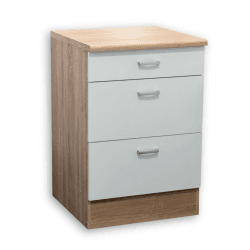 ANDY Moderner Schubladenschrank Küche in Eiche Sonoma Optik, Weiß matt - Geräumiger Küchenschrank mit viel Stauraum - 60 x 90 x 60 cm (B/H/T)
