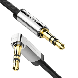 UGREEN Aux Kabel Auto 3.5 mm klinkenkabel 90 Grad Aux Kabel mit Winkelstecker für Auto Audiosystem, TV, Soundbar, Lautsprecher, Handy, Kopfhörer usw.(1m) 1.0 Meter