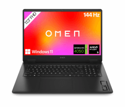 HP Omen Gaming Laptop | 17,3 Zoll FHD-Display - 144 Hz | AMD Ryzen 5 8645HS | 16 GB DDR5 RAM (2x8 GB) | 1TB SSD | NVIDIA GeForce RTX 4050 (6 GB) | QWERTZ | Windows 11 Home | Shadow Black NVIDIA GeForce RTX 4050 AMD Ryzen5-8645HS, 16GB DDR5