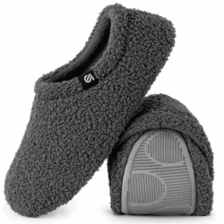 VeraCosy Damen Memory Foam Plüsch Hausschuhe Antirutsch Pantoffeln Mit Polarvlies-Futter 40/41 EU Dunkelgrau