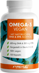 Omega-3 vegan Kapseln 120x - 2000 mg Algenöl pro Tag - hochdosiert mit 600mg DHA + 300mg EPA - hochwertige Omega-3 Algenöl Kapseln vegan - DHA:EPA Verhältnis 2:1 - laborgeprüft mit Analyse-Zertifikat Omega-3 Kapseln 120 Stück (1er Pack)