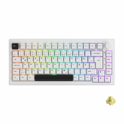 Akko Kabellose Bluetooth-Tastatur, QWERTZ Layout Keyboard mit Hot-Swap Linear Switch, Side RGB-Lichtstreifen, Gasket Mount, Vier Ebenen der Geräuschreduzierung (5075B Plus, Schwarz Weiß) Schwarz Weiß | Creme Gelb ISO-DE/UK/Nordic Layout