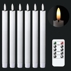 Eldnacele LED Stabkerzen mit Timerfunktion, flackernde Flamme LED Echtwachskerzen mit Fernbedienung, Stabkerzen Weiß 6 Stück (2 x 25CM) für Weihnachtsdeko, Zimmer Deko, Hochzeit und Party