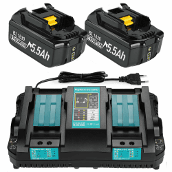 2X 18V 5,5Ah Ersatzakku + 6A DC18RD Dual Port Ladegerät für Makita 14.4V-18V BL1830 BL1850 BL1860 BL1840 etc Werkzeugakku und DC18RD DC18RC DC18SF DC18RA DC18RF Ladegerät 5.5Ah+Ladegerät 3