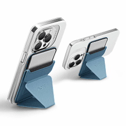 MOFT Magnetischer Handy Wallet Ständer, Veganem Leder Kartenhalter Stand Kompatibel mit Magsafe iPhone 16 15 14 13 12 Serie, 3 Betrachtungswinkel Windiges Blau