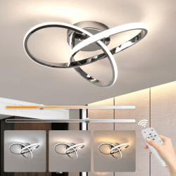 Comely LED Deckenleuchte Dimmbar, Deckenlampe Schlafzimmer mit Fernbedienung 3000K-6500K, 36W Modern Silber LED Deckenbeleuchtung Geeignet für Wohnzimmer Esszimmer Kinderzimmer 40cm Silber, 3000k-6500k Dimmbar