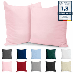 Dreamzie Kissenbezug 80x80 Baumwolle Renforcé (2er-Set) - Rosa - Dicht gewebt mit 57 Fäden/cm² - Kissenbezug 80x80 cm - Oeko Tex Zertifiziert Rosa 80 x 80 cm, 2 Stück