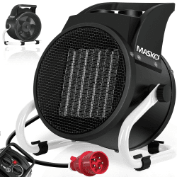 MASKO® Elektroheizer Heizlüfter Bauheizer 5KW Keramik Heizstrahler 5000 Watt Elektroheizgebläse elektrisch Heizgerät mit Thermostat mit 3 Heizstufen Elektroheizung Heizgebläse für Innen- Außeneinsatz 5 KW Weiß