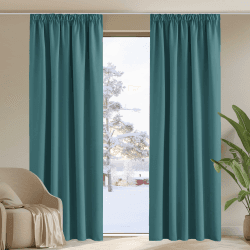 PONY DANCE Vorhang Blickdicht Kräuselband Wärmeisolierende Vorhänge Wohnzimmer Verdunklungsgardine Blickdichte Gardinen mit Kräuselband für Schienen, 2er Set H 245 x B 140 cm, Tealblau H245 x B140 cm (2er Pack) Tealblau