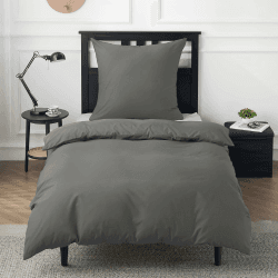 BEDSURE Bettwäsche 135x200 Baumwolle Grau - Bettwäsche-Sets 135 x 200 cm Bettbezug 2teilig mit Kissenbezug 80x80 cm, Oeko-TEX Bettwäsche Anthrazit mit Reißverschluss 135 x 200 cm Anthrazit