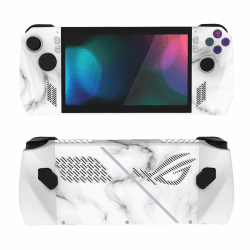 PlayVital 2 Set Skin Sticker für ROG Ally, individuelle Aufkleber aus Vinyl für ROG Ally Handheld Konsole-Nahtloser weißer Marmor