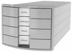HAN Schubladenbox IMPULS 2.0 - attraktives Design in höher Qualität. Mit 4 geschlossenen Schubladen für DIN A4/C4, lichtgrau, 1012-11, 4 Schubladen lichtgrau geschlossen