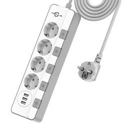 Steckdosenleiste ¨¹berspannungsschutz(4000W 16A),KEPLUG Mehrfachsteckdose mit 3 USB, einzeln schaltbar wandmontage kindersicherung,Steckdose mit 2 m Kabel Wei?