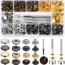 120 Sets Druckknopf Kupfer Druckknöpfe Bronze Kleidung Snaps Taste mit Fixierwerkzeug Kit für Leder Handwerk Jacke Brieftasche Handtasche (12.5 mm) 4 Farben