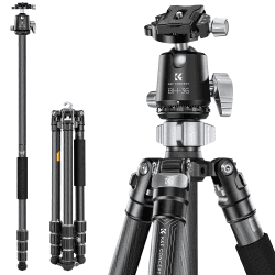 K&F Concept X-Series Carbon Stativ, 172cm Kamera Stativ, Professionelles Fotostativ mit 36mm Metallkugelkopf, Tragfähigkeit 16KG, Tripod für Innen- und Außen-Fotographie X284C4+BH-36 172CM+16KG Drehverriegelung