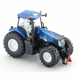 Siku 3273, New Holland T8.390 Traktor, 1:32, Metall/Kunststoff, Blau, Achsschenkellenkung und Kupplung