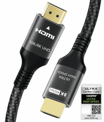 Adauxter 10K 8K HDMI 2.1 Kabel 3M, Zertifiziert 48Gbps Ultra High Speed HDMI Kabel mit Ethernet 4K 240Hz 165Hz 144Hz 120Hz 8K 60Hz eARC HDCP2.3 HDR10+ PC Laptop TV Monitor Projektor PS5 X-Box 3 Meter