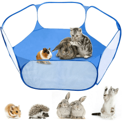MAIKEHIGH Faltbares Haustier-Laufgitter für Welpen, Spielzelt, für drinnen und draußen, für Meerschweinchen, Kaninchen, Hamster, Chinchillas und Igel Blau