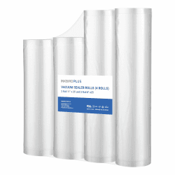 Vakuumierrolle für Lebensmittel, 4 Packungen: 28 x 63 cm + 20 x 63 cm, Rollen für alle Vakuumierer, Vakuumbeutel für die Aufbewahrung von Lebensmitteln und das Kochen, BPA-frei