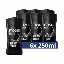 Axe 3-in-1 Duschgel & Shampoo Black für ganztägige Frische, unwiderstehlichen Duft und eine angenehme Dusche dermatologisch getestet 6x 250 ml Cedarwood 250 ml (6er Pack)