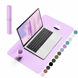 YSAGi Schreibtischunterlage, Mauspad mit Leder und Rutchfeste Wildleder, Multifunktionales Office Mousepad Laptop Schreibunterlage, Tisch-Schutz Unterlage für Büro/Home-Office (Lilac, 60x35cm) Lilac 60*35cm