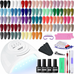 JODSONE Gel Nagellack Set mit U V Licht 36 PCS Klassisch Schwarz und Weiß Nackt und Blau Lila Gel Lack Set mit Maniküre Werkzeugen Geeignet für alle Jahreszeiten Das perfekte Geschenk 100SET-12-T