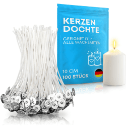 molinoRC 100x Kerzendocht 10cm zum Kerzen Selber Machen [Lange BRENNDAUER] - Dochte für Kerzen perfekt zum Kerzengießen und Kerzen Basteln - Rußfreie Kerzendochte für Kerzen und Kerzenreste 10 cm