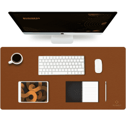 K KNODEL Tischunterlage, Schreibtischunterlage, 80 x 40cm PVC Tischunterlage, Laptop Tischunterlage, wasserdichte Schreibunterlage für Büro- oder Heimbereich, doppelseitig (Braun/Grau) Braun / Grau 40cm x 80cm