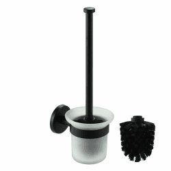 Dailyart Klobürste, Toilettenbürste Klobürste Schwarz WC Garnitur WC Bürste Ohne Bohren Klobürstenhalter mit Halter zum Wandmontage, Inkl. Ersatzbürste, Edelstahl + Glas Schwarz+glas