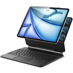 ESR Magnetische Keyboard Hülle, iPad Tastatur für iPad Air 13" (M2 2024), iPad Pro 12.9 2022/2021, Freischwebendes Ständer Design, hintergrundbeleuchtete Tasten, Multi-Touch-Trackpad, Schwarz Deutsch Schwarz