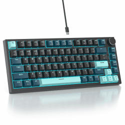 SOLIDEE Verkabelte 75% Mechanische Gaming-Tastatur,hot-swap-fähige Mechanische Tastatur mit Gasket Struktur,RGB-Hintergrundbeleuchtung,82 Tasten Kompakt TKL Tastatur mit Drehknopf(82 Monstor(B)) 82 Monstor(B)/Red Switch