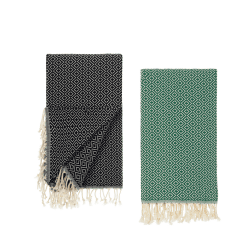 Tuiste Saunatuch Schwarz - Grün 2er Pack, Saunakilt Damen und Herren, Strandtuch, Saunahandtuch, Picknickdecke, Hamamtuch%100 Baumwolle, Strandtücher, Strandhandtuch XXL, Badehandtuch 100x180 2 Strandtücher - 100x180 cm Schwarz - Grün