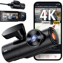 VANTRUE N4 Pro 3 HDR 4K+ 1080P+ 1080P STARVIS 2 Dashcam Auto, 5G WiFi PlatePix™ Dash Cam GPS 360° Puffer Parküberwachung Auto Kamera, IR Nachtsicht, Sprachbefehl, Privatsphäremodi, 2.45” 512GB Max