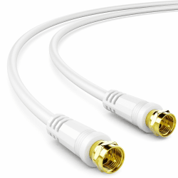 deleyCON 5m SAT TV Antennenkabel Koaxial Kabel HDTV 4-Fach Schirmung DVB-S DVB-S2 Radio DAB Vergoldete Metallstecker, für Fernseher, Weiß 5 M Weiß