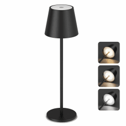 Aipsun Dimmbare LED akku Tischleuchte mit 5500mAh, Wiederaufladbar Warmweiß(2700k-6000k) Aluminium Outdoor Tischlampe IP54 wasserdicht für Restaurant, Schlafzimmer, Bar(Schwarz) Schwarz-2700k 4000k 6000k 1 Stück