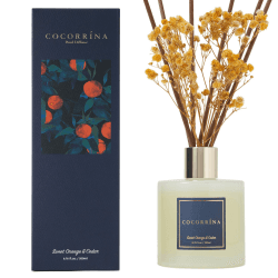 Cocorrína Raumduft Reed Diffuser mit 8 Duftstäbchen 200ml- Süße Orange Zedernholz, Natürlich, Langanhaltend, Home Duft ätherisches Öl Reed Diffusor für Badezimmer Regal Dekoration