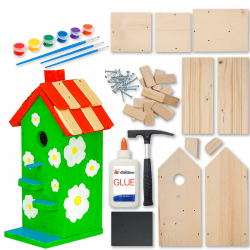 ITA DIY Nistkasten zum Zusammenbauen und Bemalen Skyhaven - Vogelhaus Komplett Bausatz mit Hammer, Nägeln, Farben zum Bauen und Malen für Kinder - Bastelset für Jungen & Mädchen - Vogelhäuschen Vogelhaus Skyhaven