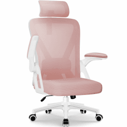 Daccormax Bürostuhl, Bürostuhl Ergonomisch mit Einstellbarer Kopfstütze, Weiche Lendenwirbelstütze und Klappbare Armlehnen Schreibtischstuhl Drehstuhl Wippfunktion, Chefsessel, Rückenschonend Rosa