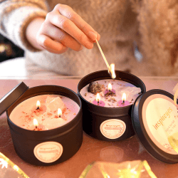Inspireyes 3 Docht Kerze groß 19 oz, Heilkristall Kerzen Set, Soja Aromatherapie Meditationskerzen, spirituelle Geschenke für Frauen zum Geburtstag, Weihnachten 3 Docht Kerze Groß 2er-Set