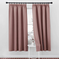 PONY DANCE Übergardinen mit Kräuselband Blickdicht 2er Set Verdunklungsgardine für Schienen H 175 x B 140 cm Vorhang Blickdicht Kräuselband Schlafzimmer Gardinen Verdunkelung Altrosa H175 x B140 cm (2er Pack) Altrosa