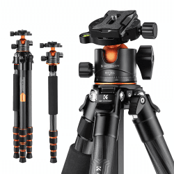 K&F Concept 62 Zoll Carbon Kamera Stativ, Kompaktes Stativ mit abnehmbarem Einbeinstativ, Tripod mit 360° Metallkugelkopf, 15KG Belastung, A255C2+BH-36L 156CM+15KG Drehverriegelung