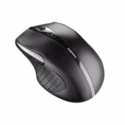 CHERRY MW 3000, Kabellose Ergonomische Maus für Rechtshänder, 2,4 GHz Funk, 6 Tasten, Optischer Sensor, Gummierte Seitenflächen, Batteriebetrieben, Schwarz Single