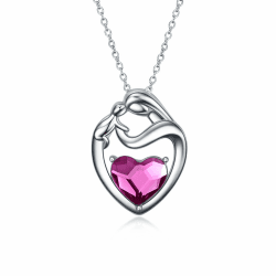 Sterling Silber 925 Mutter Tochter Kette, Geburtstagsgeschenk für Mama Tochter Kinder Lila
