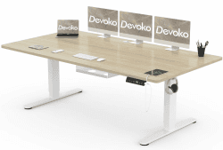 Devoko Höhenverstellbar Schreibtisch 200x80cm mit USB-A Ladeanschluss, Mobiler Elektrisch Computertisch mit Kabel Management Tray und 3-Funktions-Memory, Eiche 200 x 80 cm Eiche