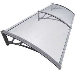 VOUNOT Vordach für Haustür 200 x 80 cm, Überdachung Haustür aus Aluminium und Polycarbonat, Transparentes Pultbogenvordach, Pultvordach, Grau Grau 200 x 80 cm